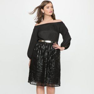 Eloquii Off the Shoulder Gathered Fit and Flare